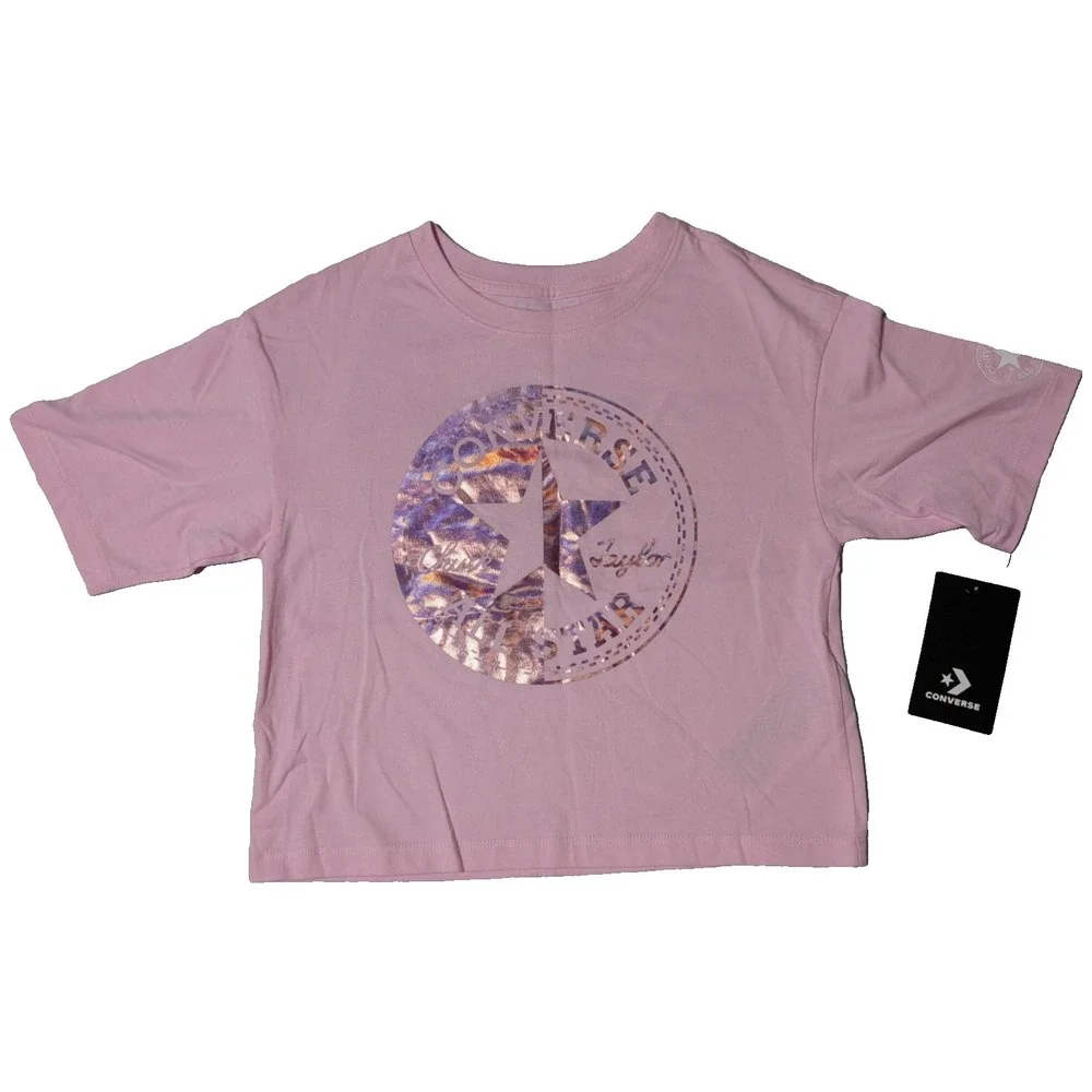 CONVERSE CHERRY BLOSSOM Cropped T-Shirt -‎ Girls Small NEW